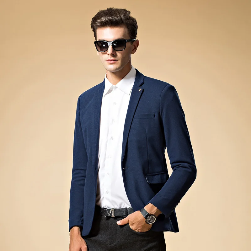Mens blazer high quality suit jacket korean fashion Grey Blue Red