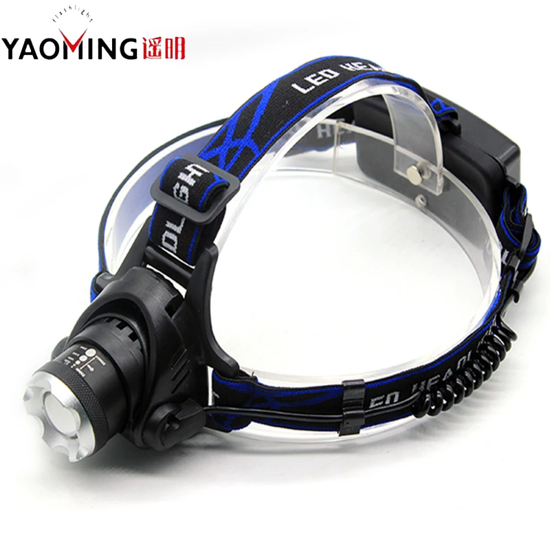 

Cree xm-l t6 powerful led flashlight waterproof zoomable headlight rechargeable led 10w headlamp outdoor lighting by 2*18650
