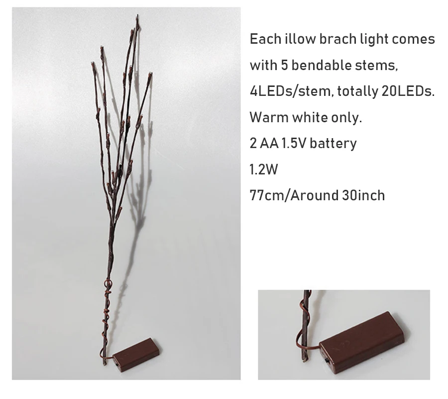 77cm tail 20LEDs  LED Branches Light Battery Powered Decorative Lights (3)