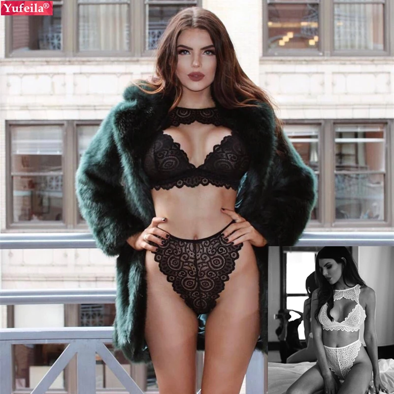 

Hot lace sexy bra set Hollow unlined embroidery bralette erotic lingerie plus size S-2xLladies underwear set Intimates Panty Set