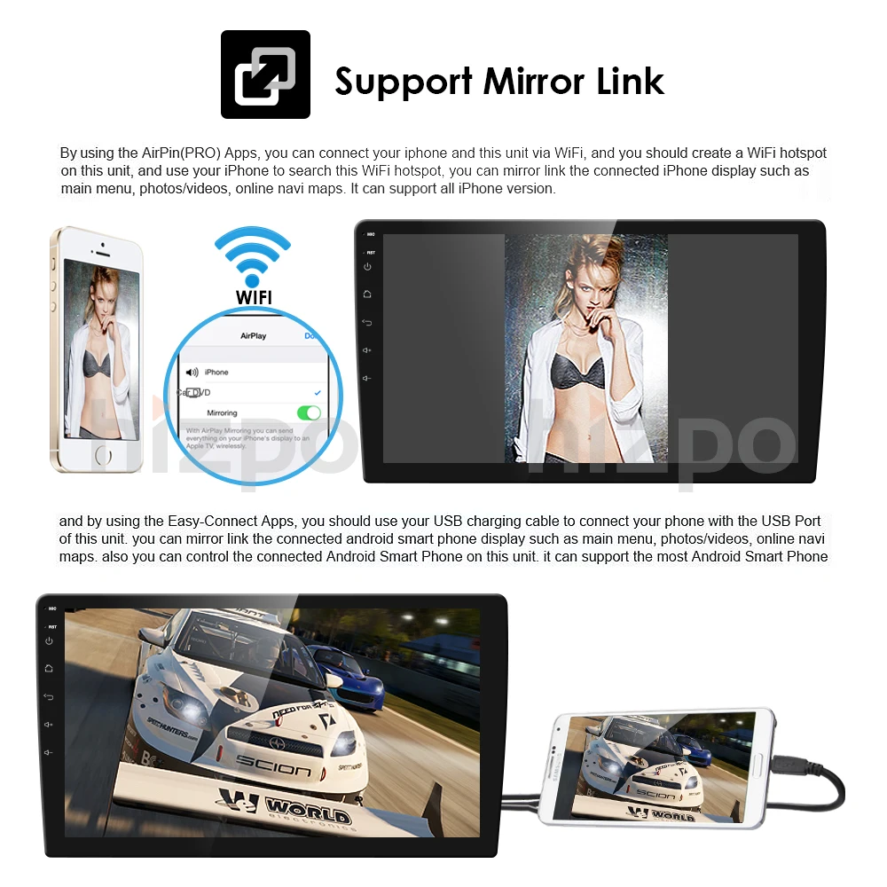 Clearance Latest 2019 Android8.1 car stereo 2GRAM+32GROM Auto radio HD 1024*600 GPS radio 10.1inch screen Universal QuadCore Head unit CAM 13