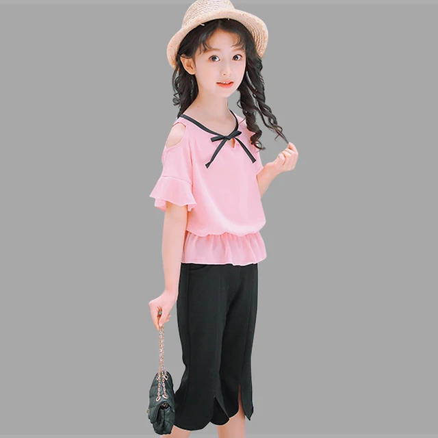 Kids Clothes Set Summer Suit For Girls Off Shoulder Girl Clothes Casual ...