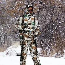 冬防水暖かいフリース狩猟迷彩スーツ雪バイオニック迷彩服の Ghillie スーツ男性(China)