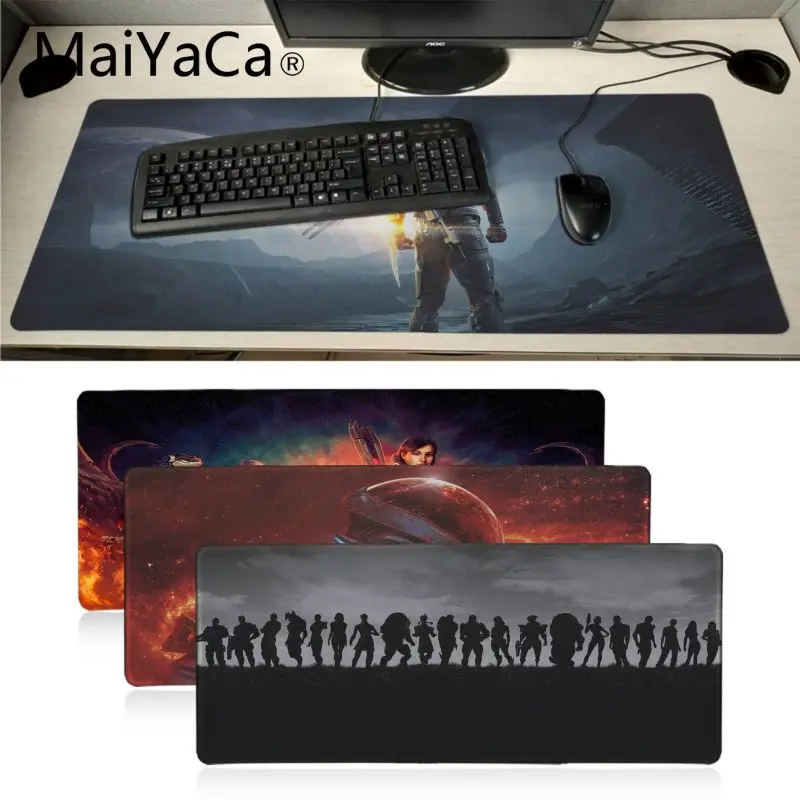 

Maiyaca New mass effect wallpaper DIY Design Pattern mousepad Good quality Locking Edge Keyboard Mat Table Mat mouse pads anime