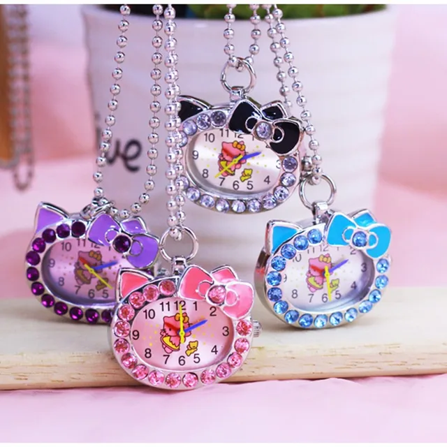 New Hello Kitty Cartoon Children Pocket keychain Watch Fashion delicate Pendants New Hello Kitty Cartoon Children Pocket keychain Watch Fashion delicate Pendants