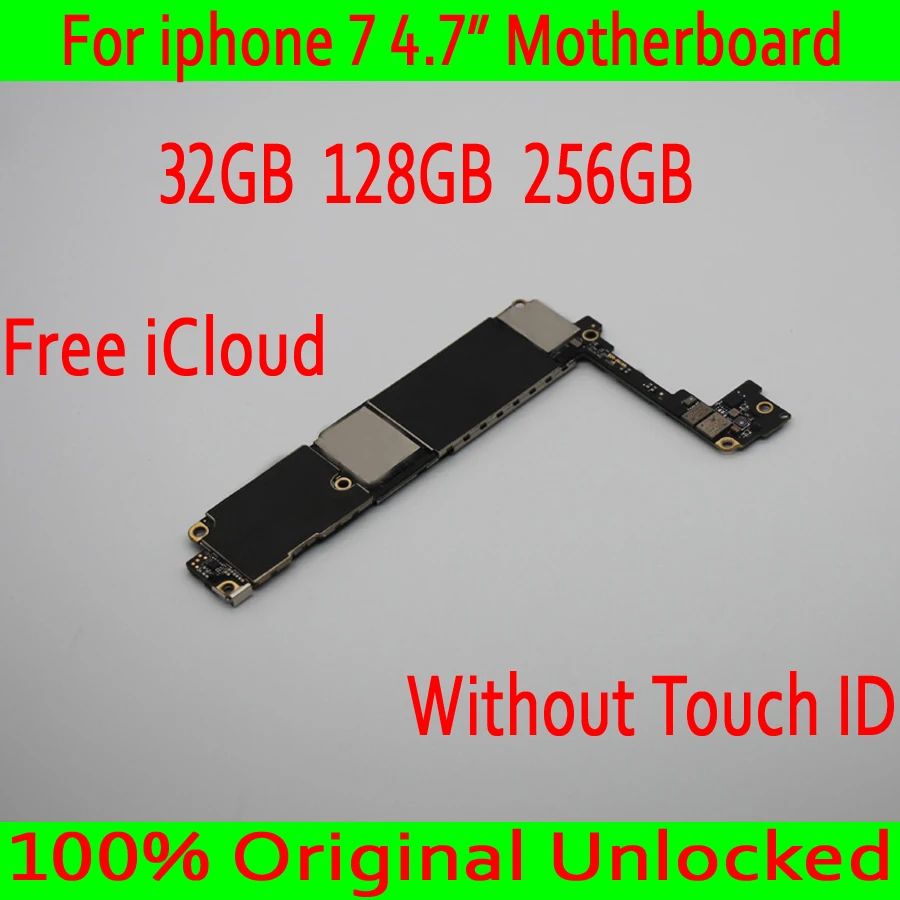 

Original unlocked for iphone 7 Motherboard + IOS System,Free iCloud for iphone 7 Circuit board without Touch ID,32GB 128GB 256GB