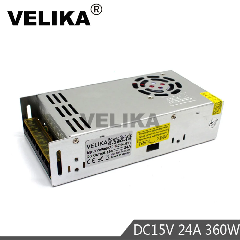 Переменная DC15V 24A 360 Вт коммутации коммутатора Питание трансформатор водителя 110 В 220 В AC DC 15 В SMPS для Светодиодный свет ЧПУ Степпер