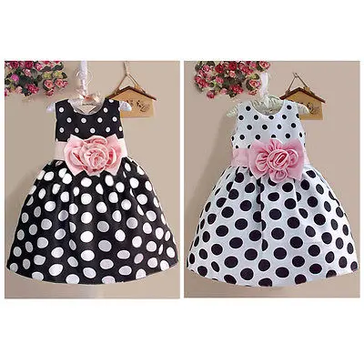 Baby Flower Girl Dress Party Polka Dot Gown Formal Dresses One-piece