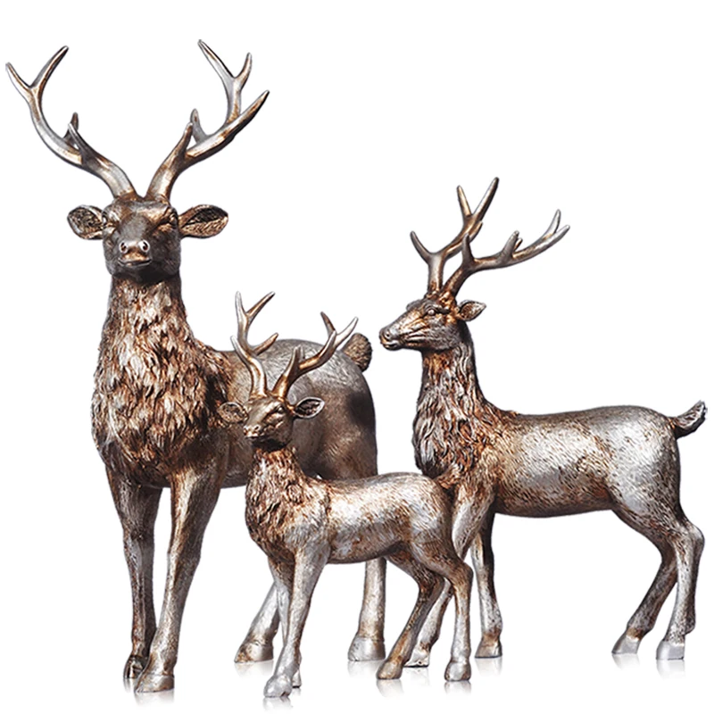 

European Deer Furnishing Household Decor Wine Cabinet Display family Animal Living Room Ornament Christmas Gift Statue Figurine