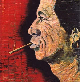 

Handmde painting smoking man on oil canvas for home decor and wallpaper, gallery