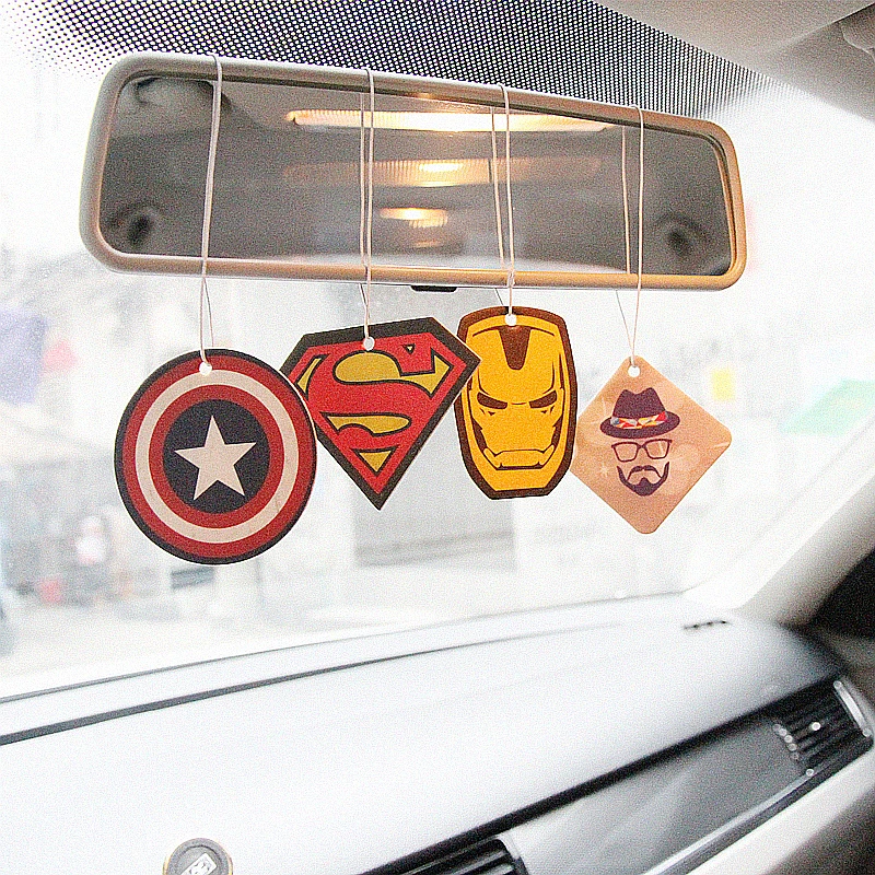 2pcs Truck Car Hanging Perfumed Fragrance Papers For Hero Air Freshener Car Perfume Air Freshener Captain America Superman