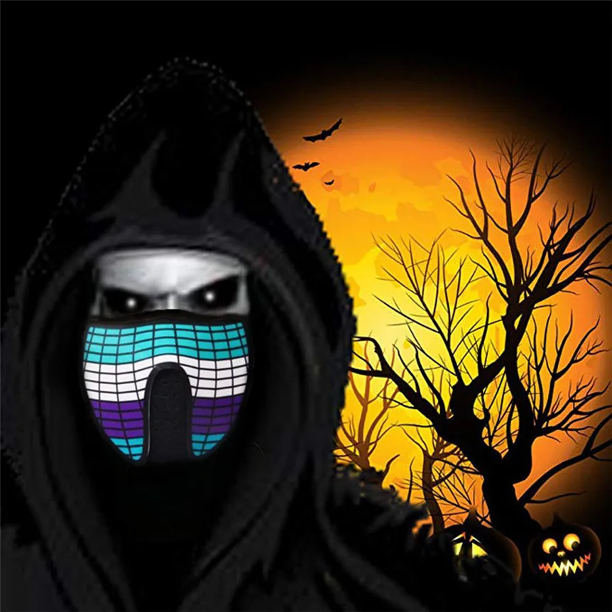 

Halloween Rave Mask LED Light Up Music Party Masks Festival Cosplay Supplies Glow In Dark Halloween Party Accessories 8S11