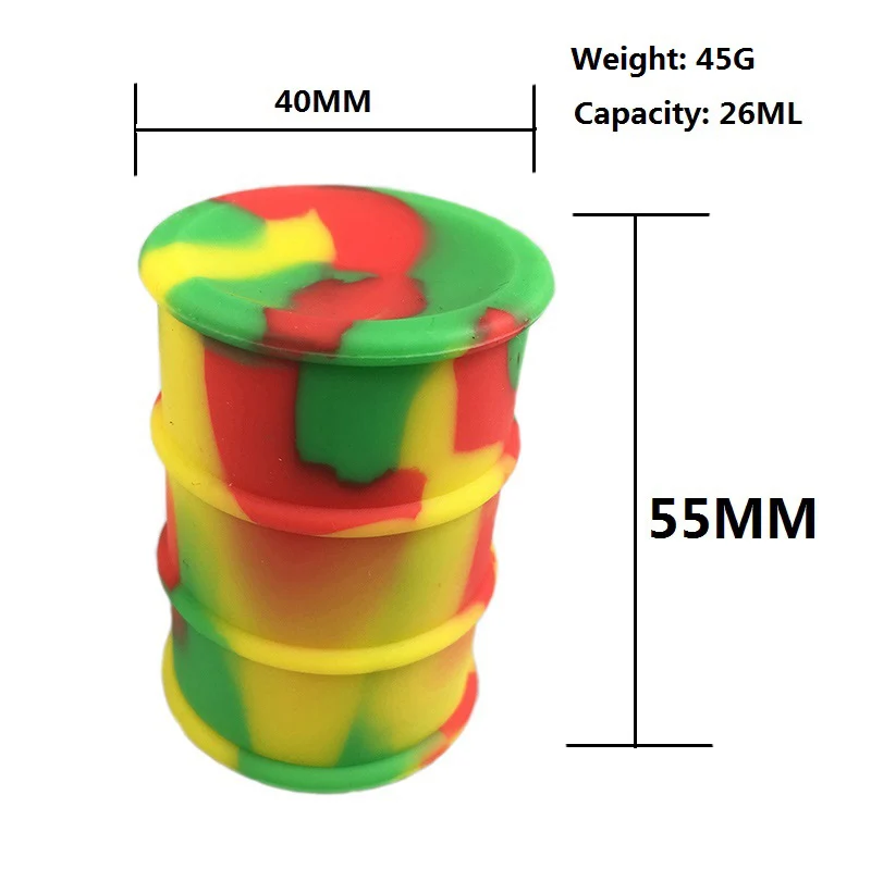 1 шт. силиконовых кейсов бочка для нефти контейнеры банки двойной вейп масляная Резина барабанный фигурный контейнер 26ml большие класс сухой инструмент для травы, 5 цветов