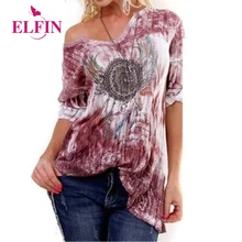 Для женщин футболки с принтом футболки с длинными рукавами и v-образной горловиной футболки для Для женщин Футболки панк Костюмы S-5XL WS7506R