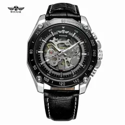 Победитель люксовый бренд часы Для мужчин автоматические механические часы Скелет Военная Униформа Relogio Мужской Montre Для мужчин Часы Relojes