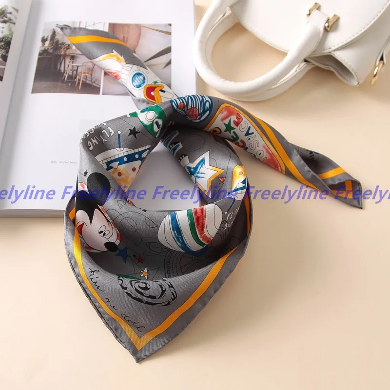 

Cartoon Printed Small Square Silk Scarf Bandana Neckerchief 100% Silk Twill Scarf Foulard Women Fashion Silk Scarves & Wraps