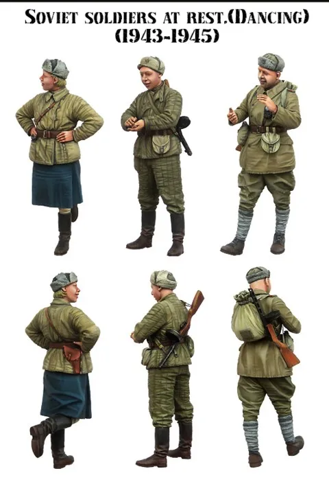 1/35 масштаб WW2 советские солдаты праздновать 3 людей миниатюры Второй мировой войны Resin Kit Модель Рис