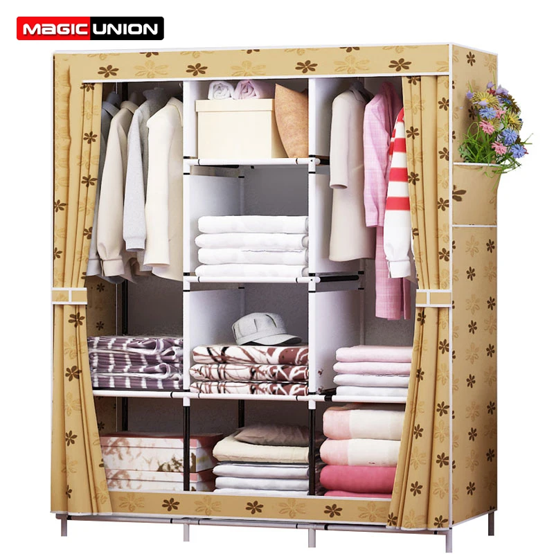 

Magic Union Oxford Cloth Wardrobe Simple Folding Wardrobe Combination Steel Reinforcement Large Wardrobe Full Dust Protection