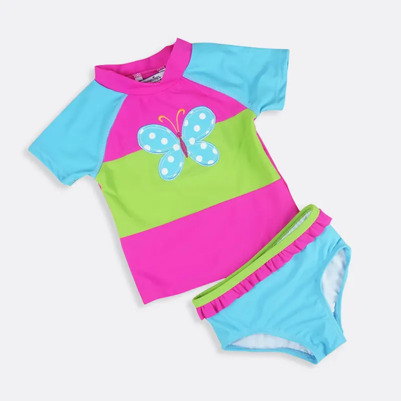 Детский купальник, рубашка+ штаны, 2 предмета, Пляжное бикини Одежда для младенцев, летний купальник для девочек, детские купальники для девочек - Цвет: Blue