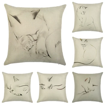 

Anime Cat Simple Line-drawing 45 Pillow Case Cover Seat Bedding Cushion 001
