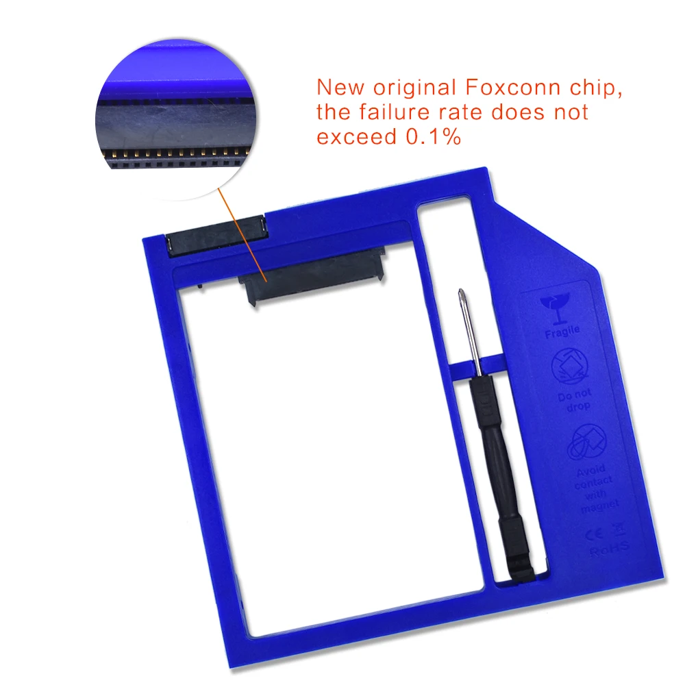Plastic for Laptop 9mm 9.5mm 2.5''SSD 2nd HDD Caddy 9.5mm SATA 3.0 Adapter DVD Hard Disk Driver Case Enclosure Optibay