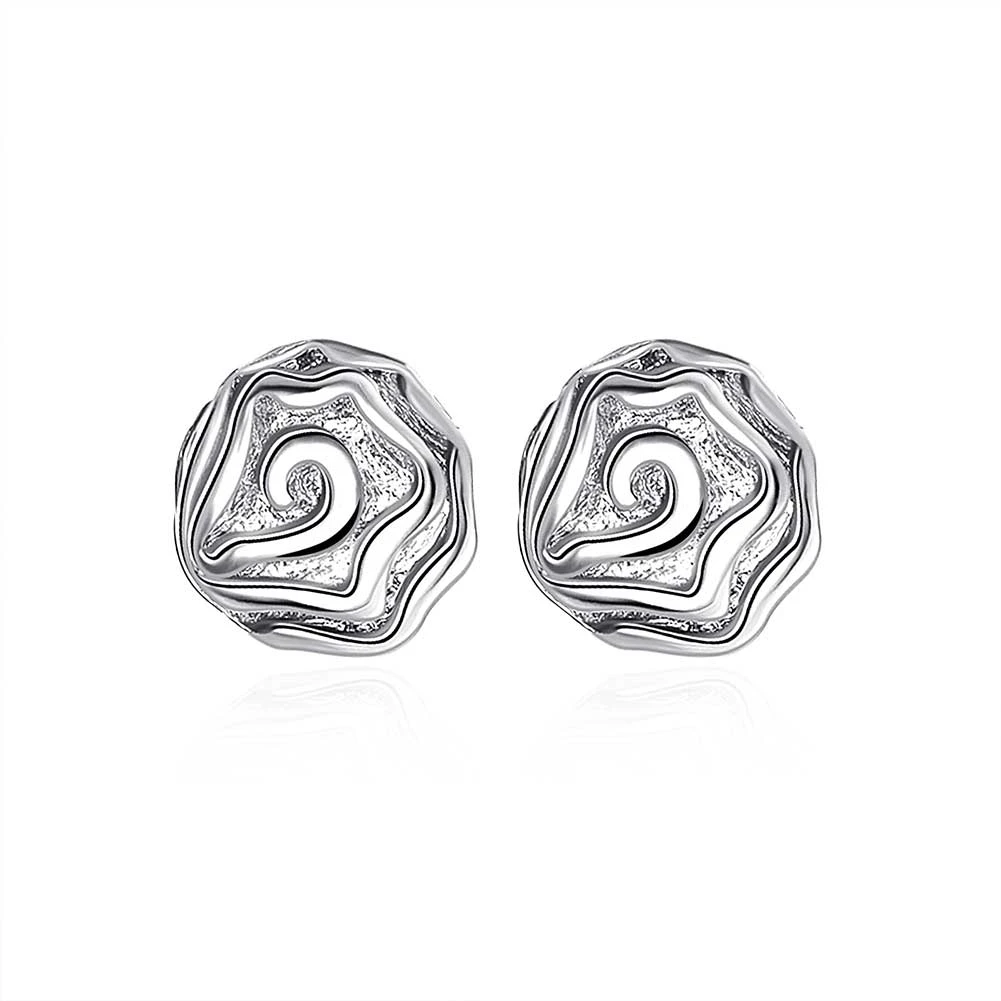 Женские серьги гвоздики с цветком розы Серебристые 12 мм 2020|earrings for women roses|earrings