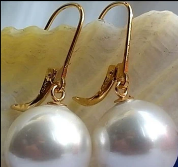 

wb00524 5pc Stunning Big 14mm Round White South Sea Shell Pearl Dangle Earrings14K/20