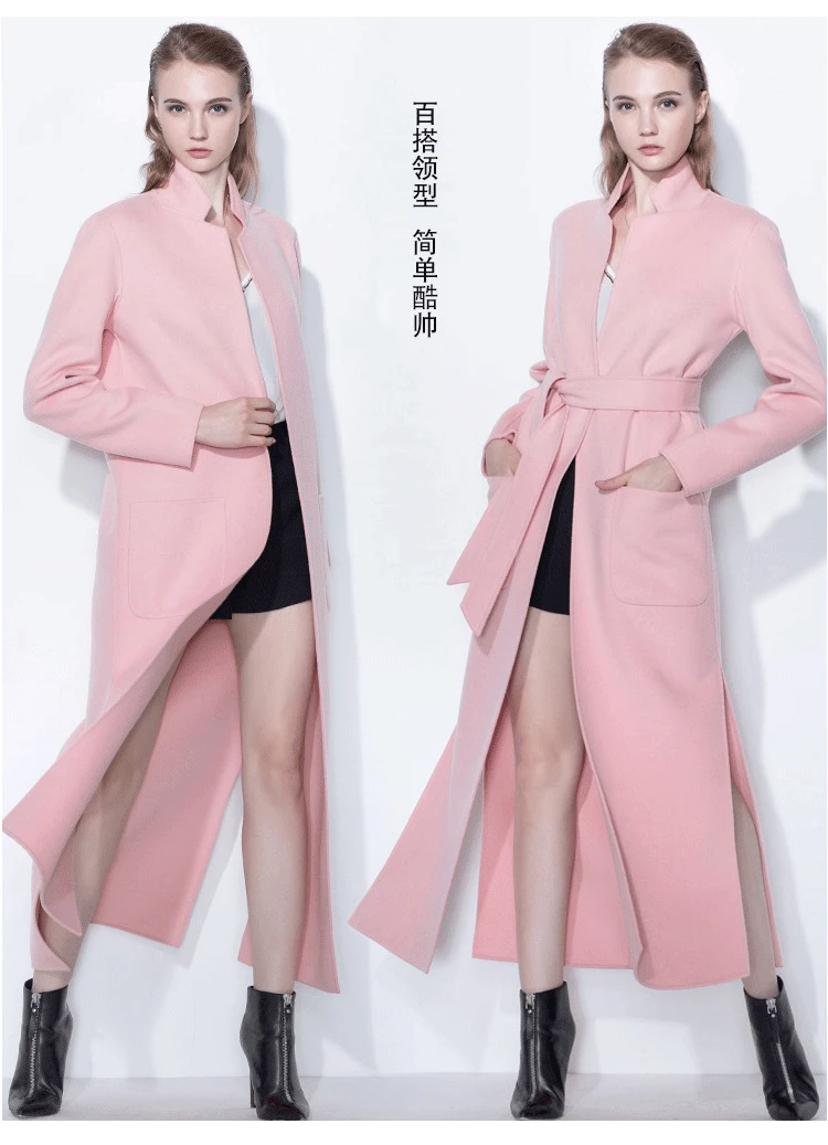

2017 Autumn And Winter Coat Women New Double-sided Wool Coat Female Europe High-end Handmade Cashmere Jacket Plus Size