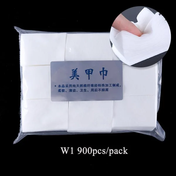 W1 900pcs 1 упаковка, Гель-лак для удаления лака, салфетки для ногтей, очищающая Безворсовая бумажная подушечка, впитывающая жидкость для снятия лака, маникюрные хлопковые салфетки, оберточная бумага, инструмент CH957-1 - Цвет: W1 900pcs