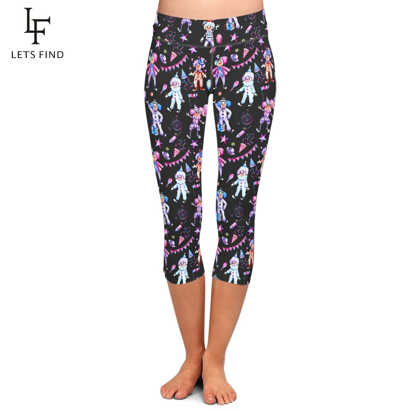 LETSFIND Summer Women Capri Leggings Cartoon Cute Clown Digital Printing High Waist Plus Size Mid-Calf 3/4 Fitness Legging LETSFIND Summer Women Capri Leggings Cartoon Cute Clown Digital Printing High Waist Plus Size Mid-Calf 3/4 Fitness Legging