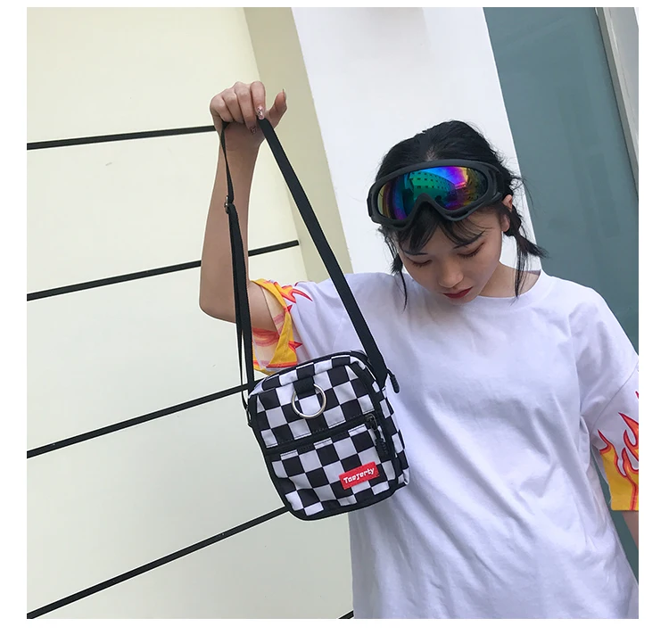 Harajuku забавная Новая модная сумка на плечо с буквенным принтом, клетчатая свободная повседневная женская сумка-мессенджер большого размера в стиле хип-хоп, Корейская Холщовая Сумка для телефона