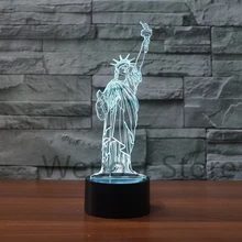 Американская Статуя Свободы 3D модель креативные ночные декоративные светильники для домашнего декора светодиодный Иллюзия настольная лампа