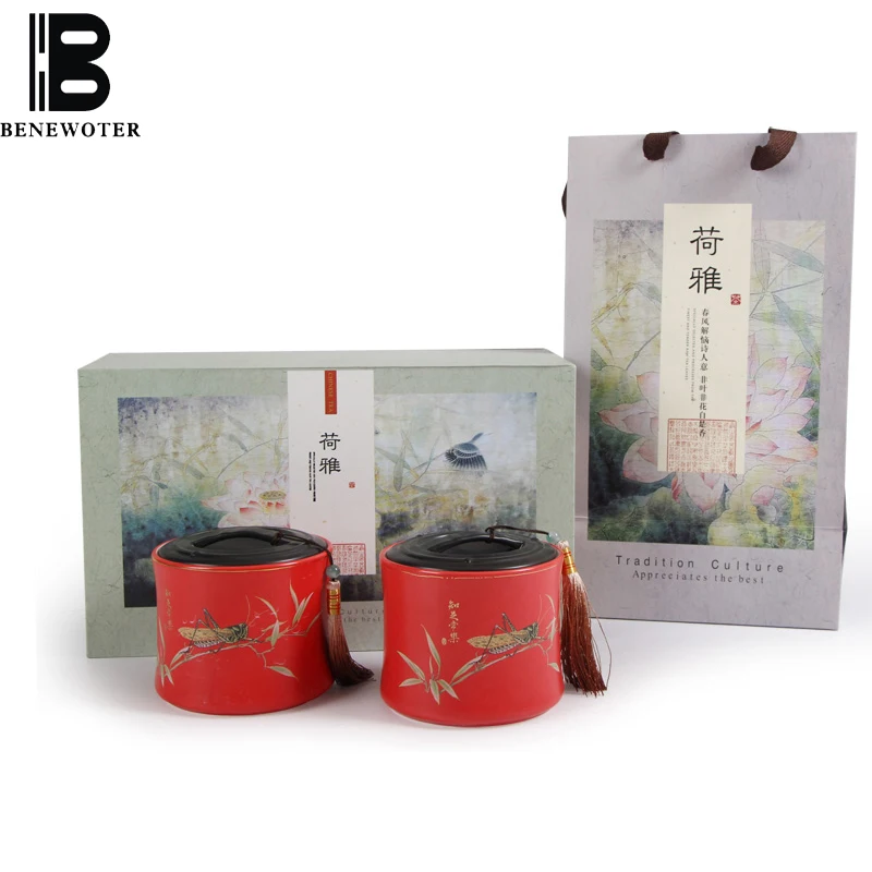 

Creative Hand Painted Pattern Tea Cans Ceramic Tea Caddy Kung Fu Tea Set Food Sealed Canister Coffee Beans Storage Jars Gift Box