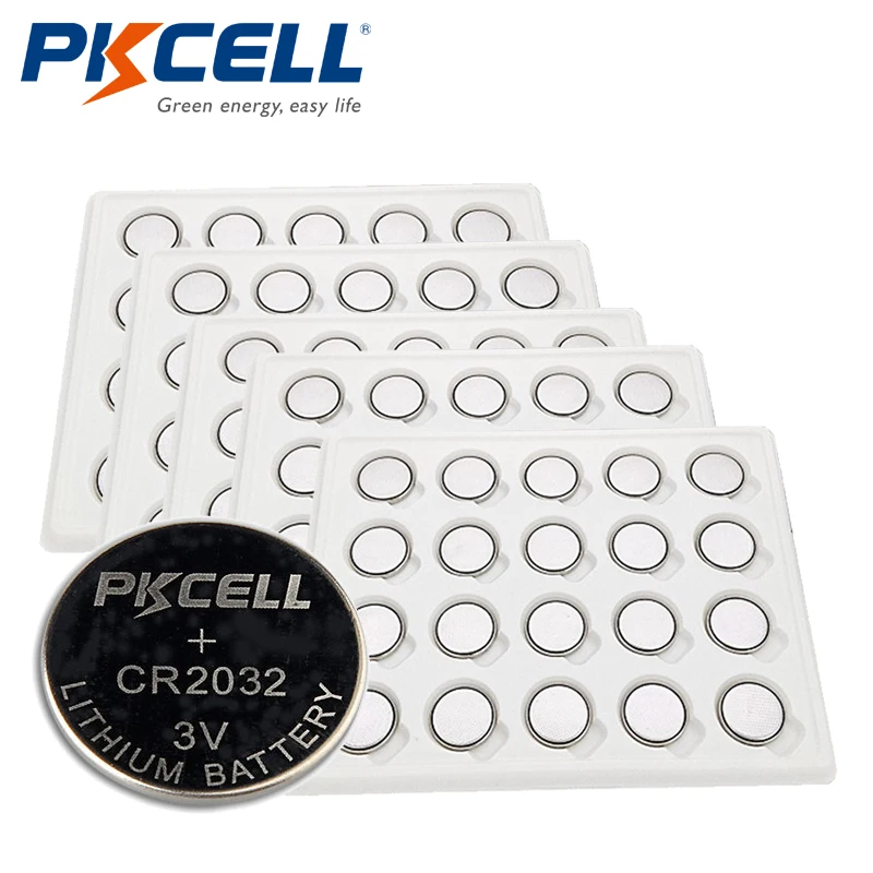

100Pcs PKCELL 220mAh CR2032 Battery CR 2032 3V Lithium Button Cell Coin Battery for Remote Control Toy Watch Camera Calculator