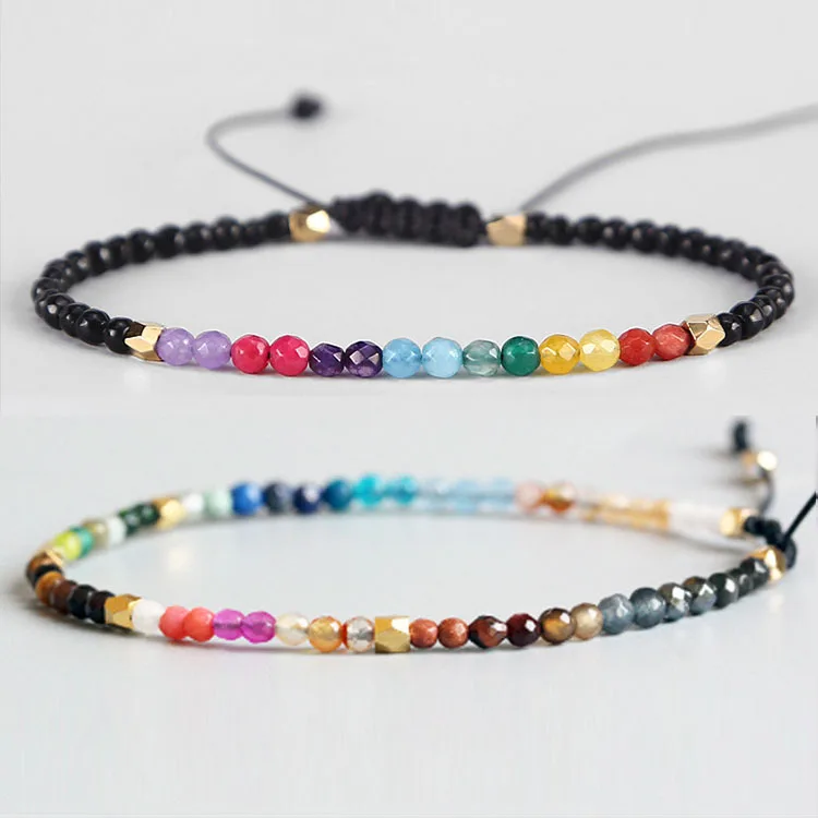 

2019 Fashion 3mm Handmade 12 Constellation Bracelet For Women Lucky Stone 7 Chakra Bracelets Women Jewelry ZX4