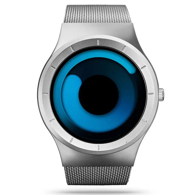 Мужские часы лучший бренд класса люкс часы из нержавеющей стали сетки цифровые часы мужские модные часы Аврора стиль браслет часы Relogio Masculino - Цвет: Sliver Blue