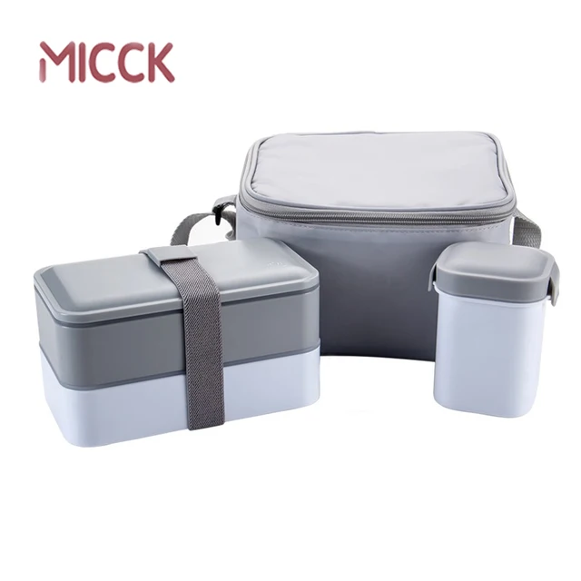 MICCK Japanese Lunch Box Set Double Layer Bento Box With Soup Bowl