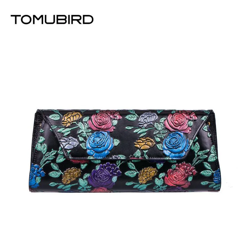 TOMUBIRD 2016 New women genuine leather bag fashion embossing leather art bag women leather clutch envelope bag  shoulder bag