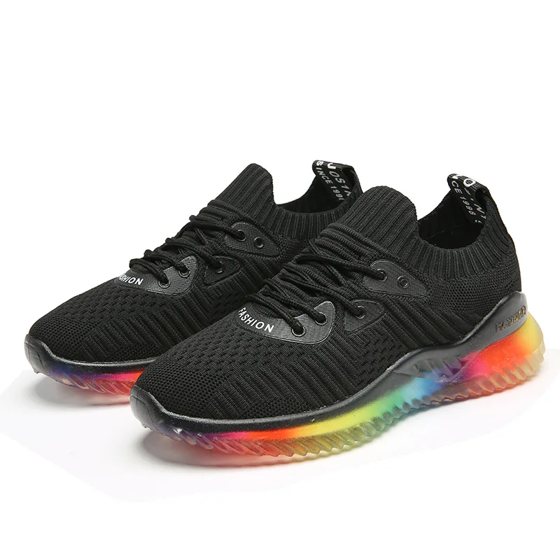 

2019 Summer Platform Sock Shoes Pink Black Off White Womens Sneakers Mesh Jelly Shoes Tenis Trainers Colorful Casual Shoes