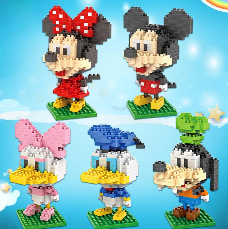 

Fairy Tales Fairyland micro diamond building block Mickey Minnie Donald Daisy Goofy figures mouse duck dog bricks nanoblock toys