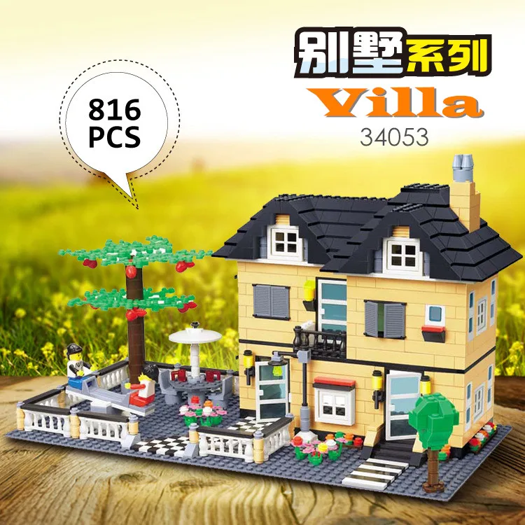 

Wange blocks Luxury Villa series Garden city Model Town House Building Block Kids Architecture Bricks toys for Children 34052