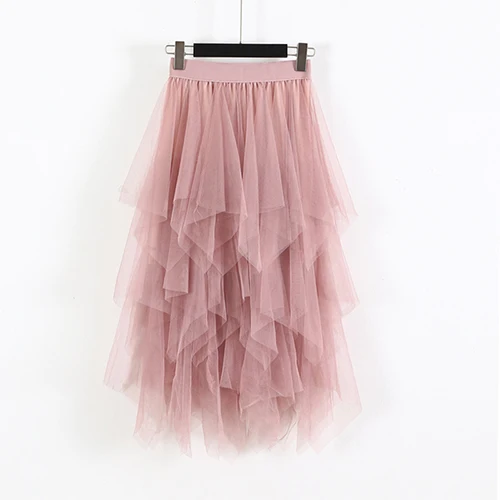 TIGENA, длинная юбка из тюля, Женская мода, весна-лето, высокая талия, плиссированная, макси юбка, женская, розовая, белая, черная, школьная юбка, солнце - Цвет: Розовый