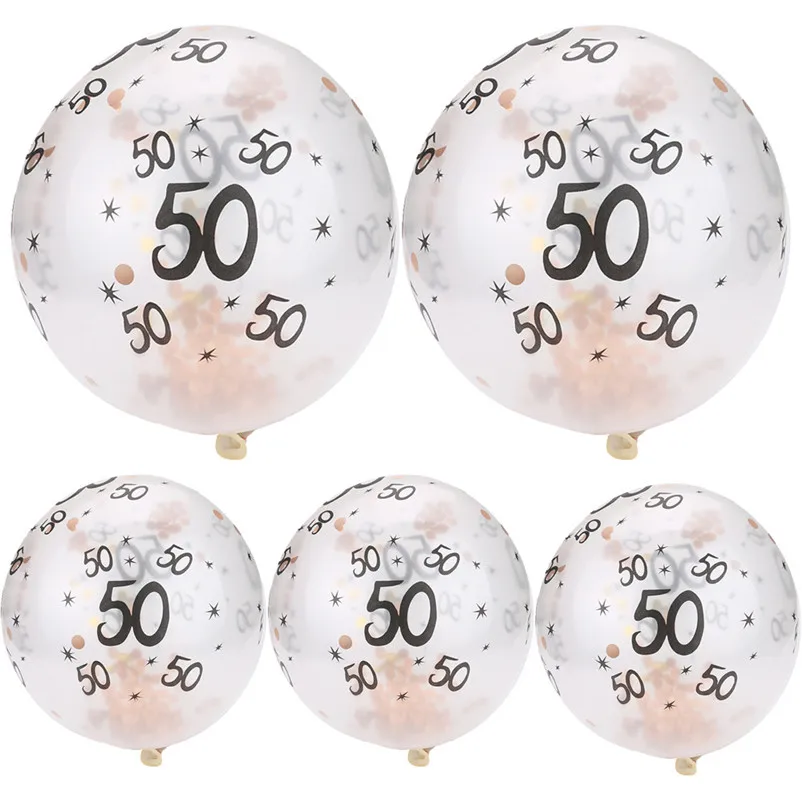 5Pcs 30 40 50th Happy Birthday Rose gold confetti filled Latex balloons Wedding Decorations Party Supplies Balloons S27 (11)