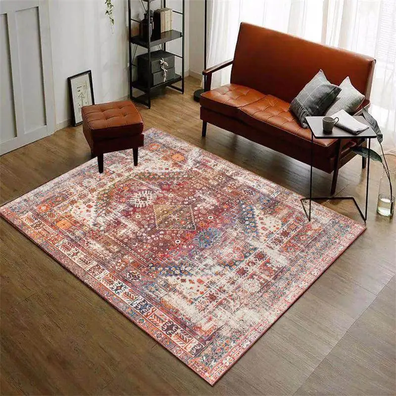 

Simple European Ethnic Style Rural Retro rugs Living Room Full of Sofa and Tea Table Study Bedside Anti-skid Carpet Washable