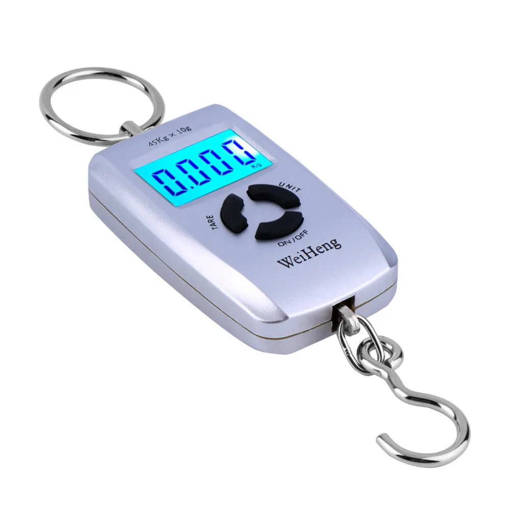 

Hot WH-A05L LCD Portable Digital Electronic Scale Pocket 45kg/10g Luggage Hanging Fishing Hook Balance Scale Electronic lb oz kg