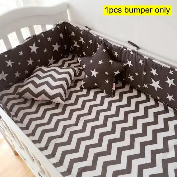 Muslinlife(только 1 шт. бампер) модная Горячая Детская кроватка бампер Детская кровать бампер клавы/звезда/точка/дерево, безопасная защита для использования ребенка - Цвет: B grey star
