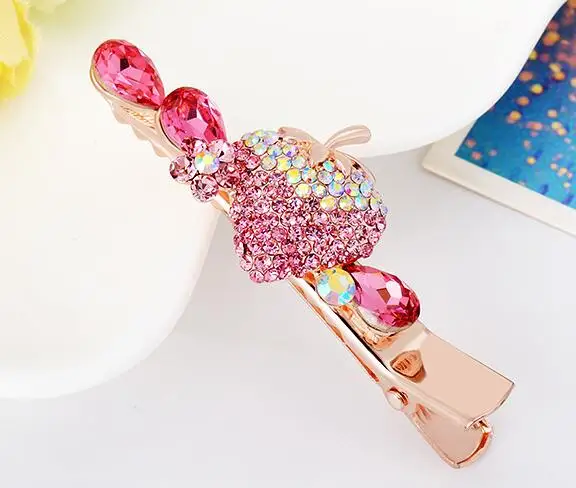 1PC hair pins rhinestone duck clip 2018 new style strawberry design | Украшения и аксессуары