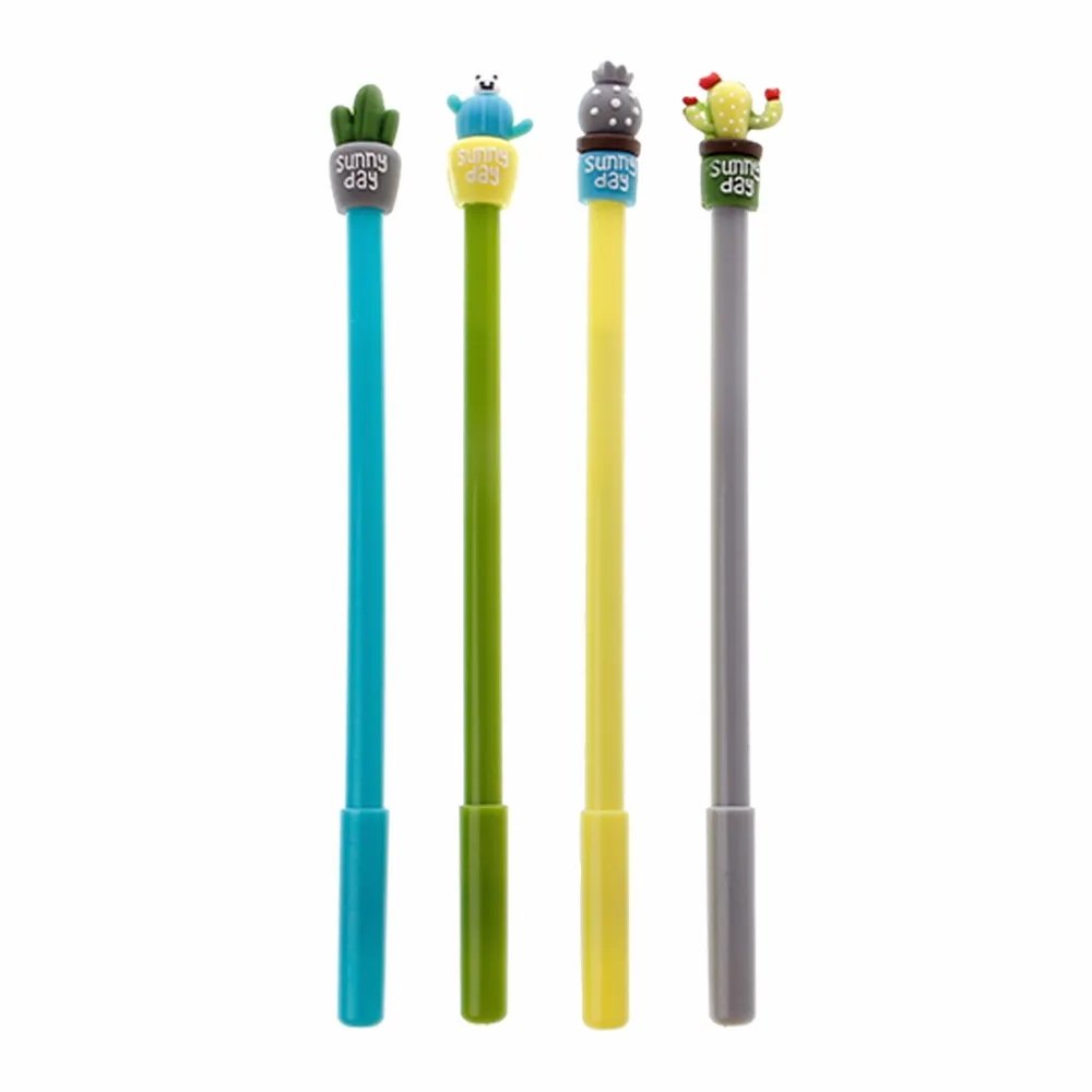 

4Pcs 0.5 mm Cute Cactus Plant Gel Pen Black Ink Marker Cartoon Figure Stationery
