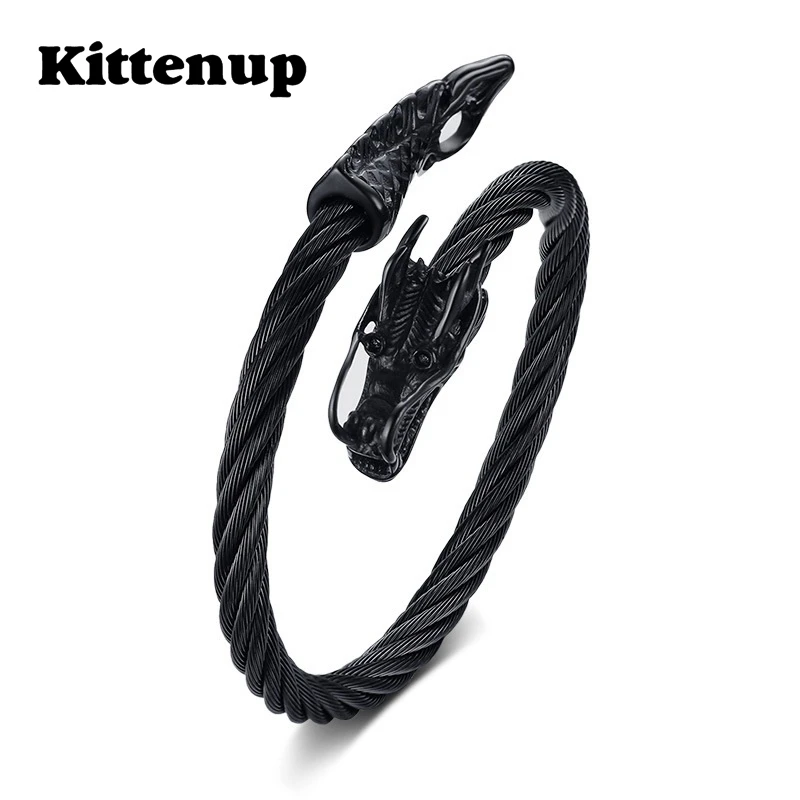 Kittenup голова дракона манжеты браслет Нержавеющая сталь wia витой Панк ювелирные