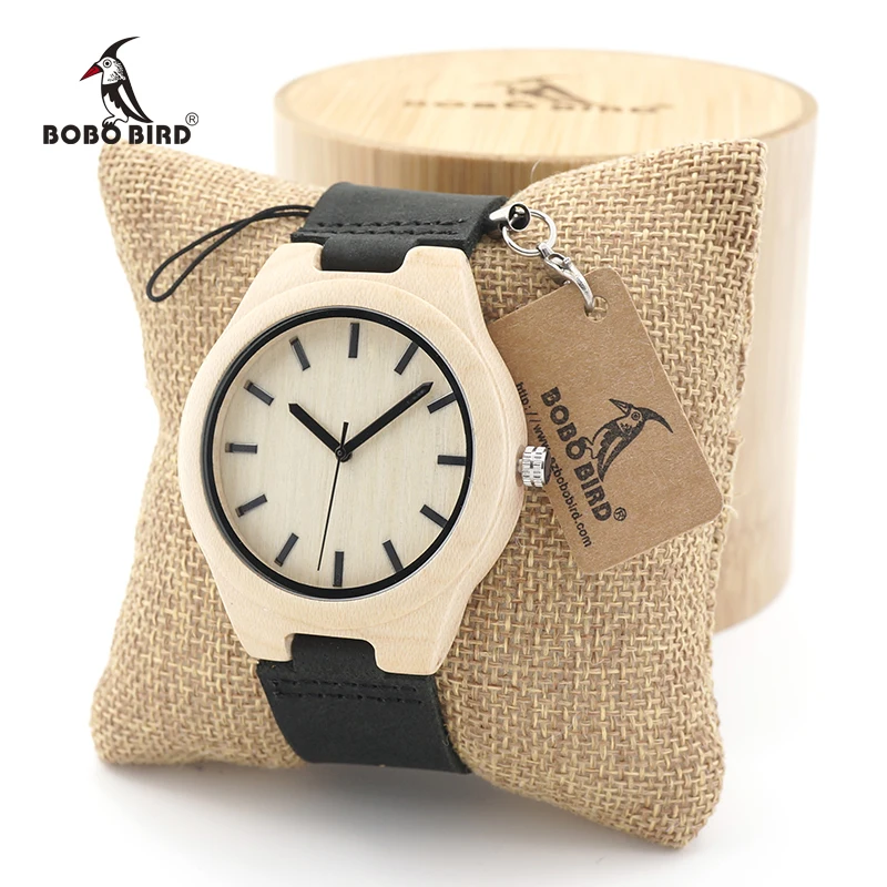 BOBO BIRD Mens Top Brand Luxury Wooden Quartz Watches Japanese 2035 Movement Watches with Wide Leather Strap relojes hombre 2017